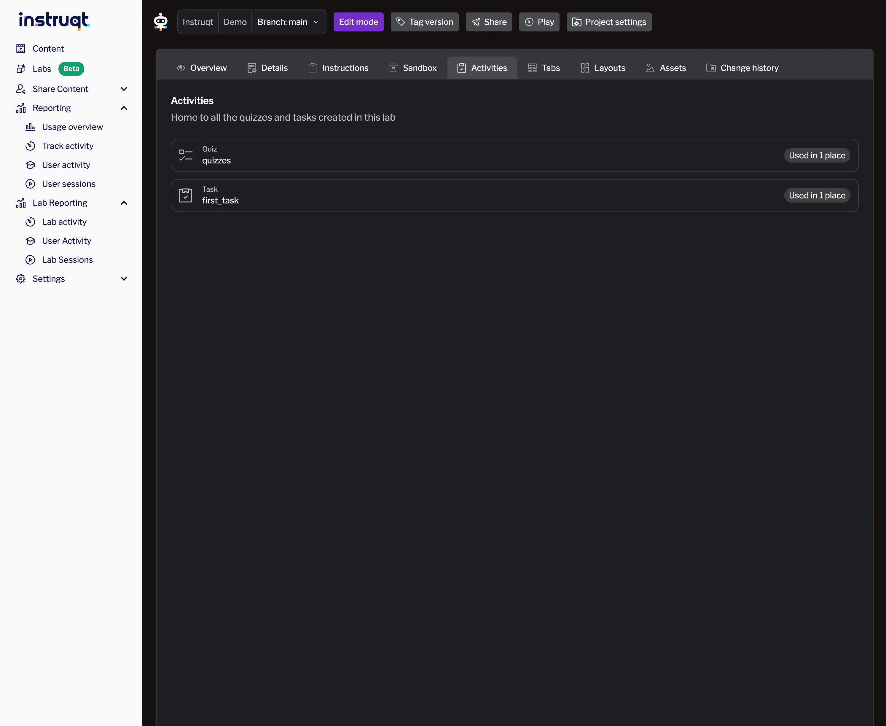 Activities tab showing create task button Activities tab showing create task button