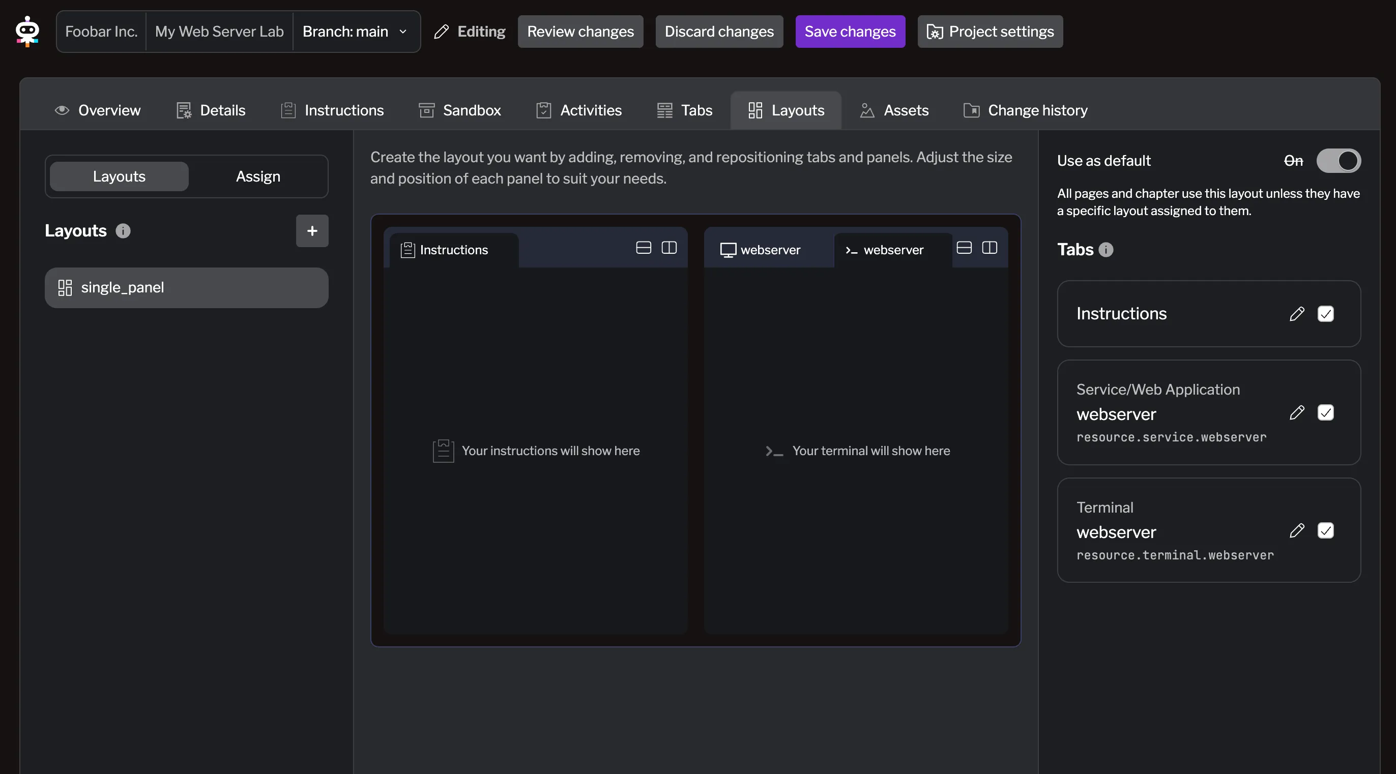 Adding tabs to a layout