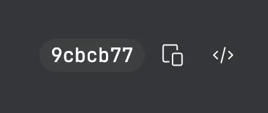 Copy hash and view code actions Commit action buttons showing copy and view code icons