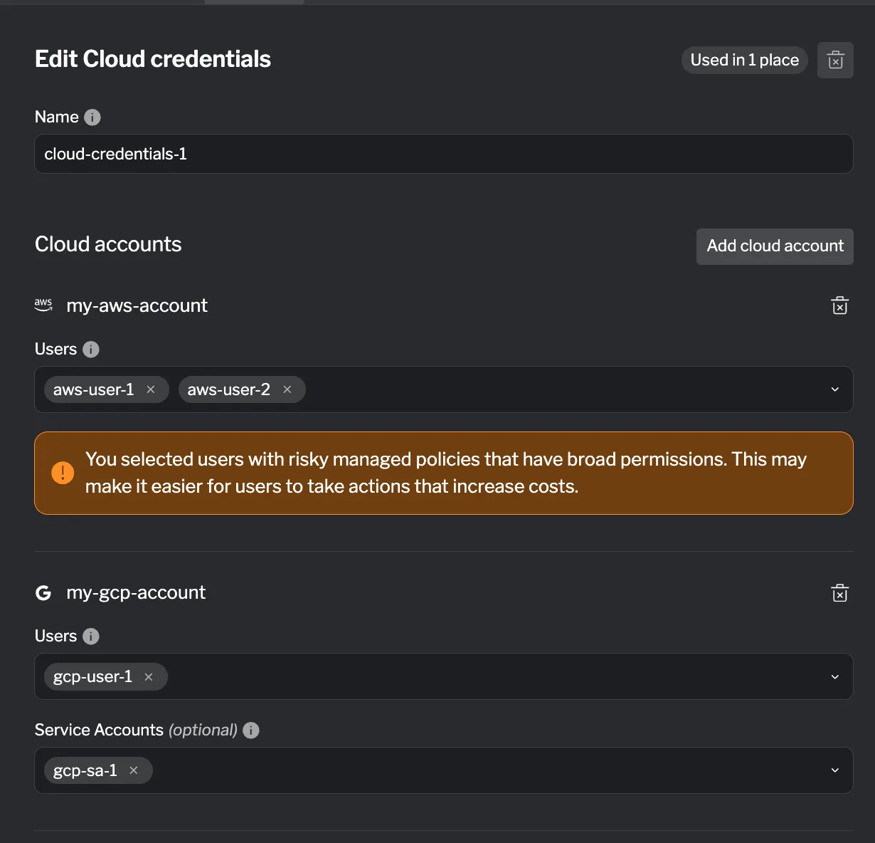 Cloud Credentials Form