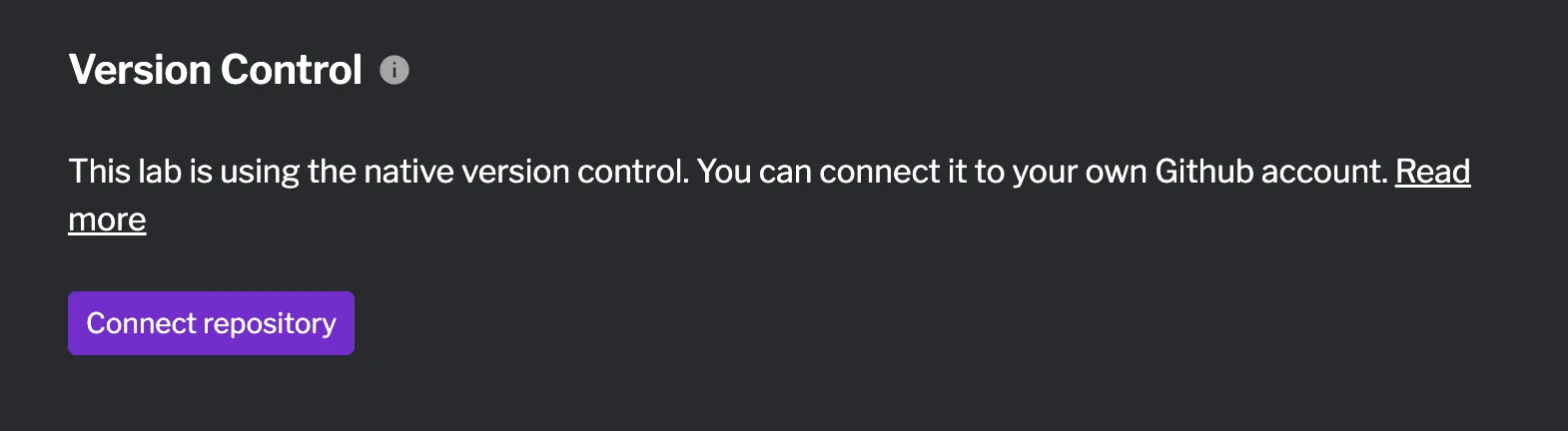 'connect repository' button on the project settings page