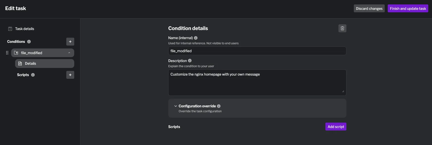 Creating a condition