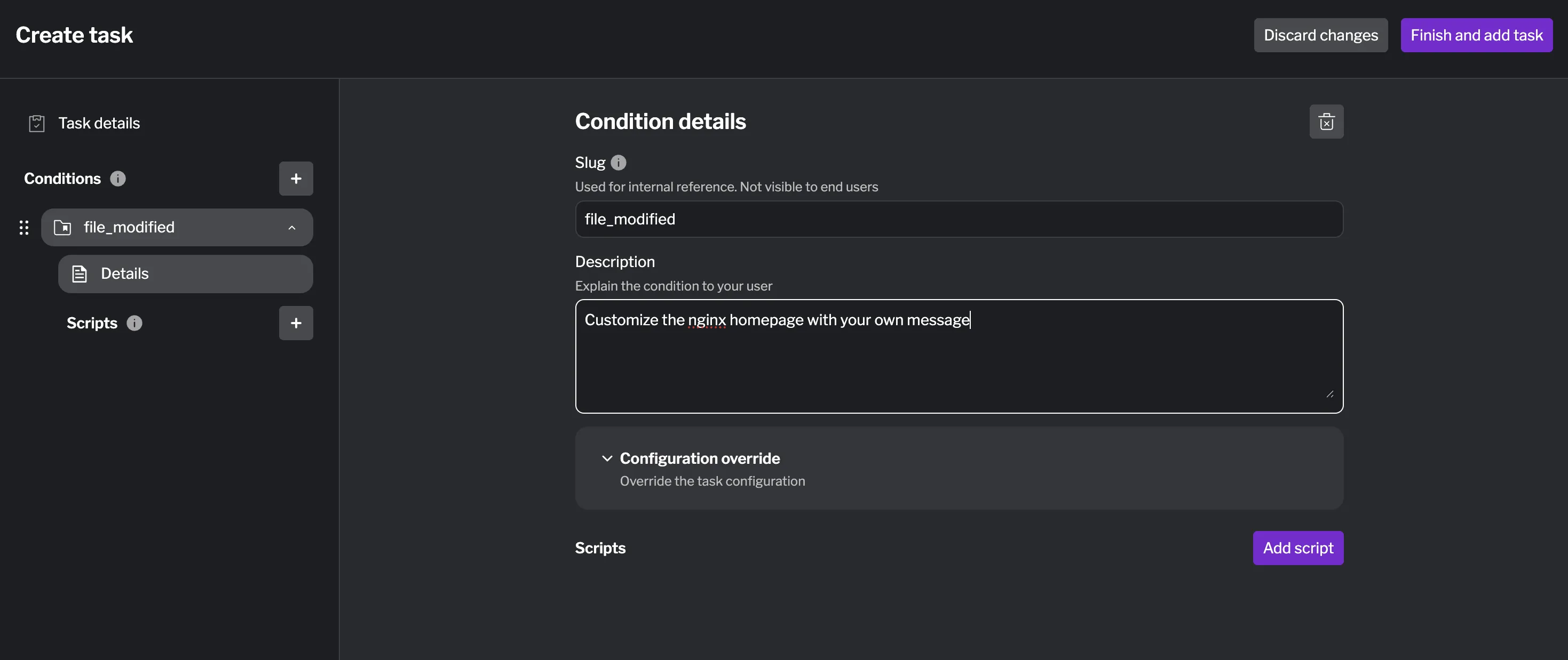 Creating a condition Creating a condition