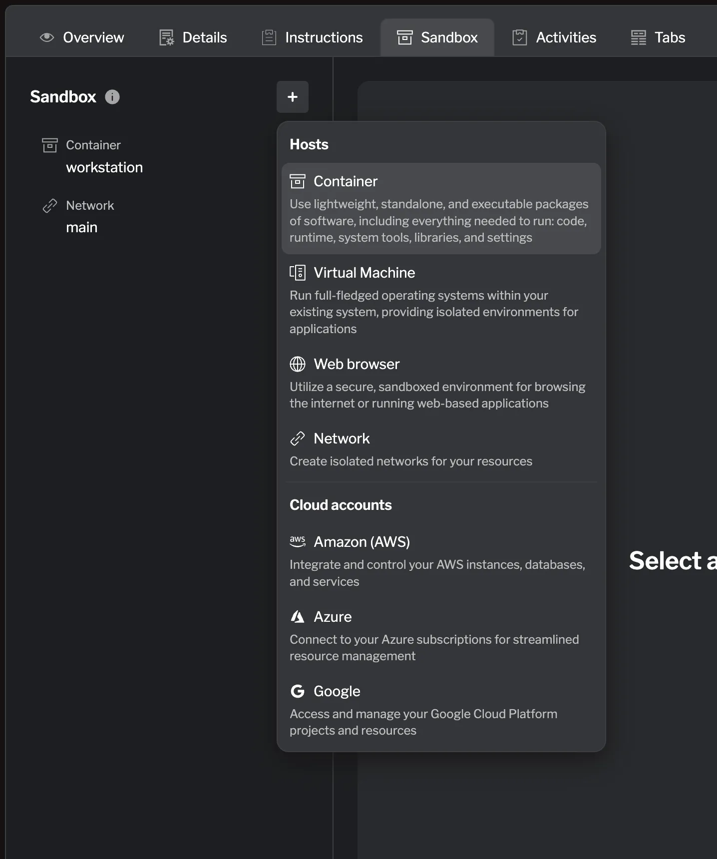 Create a new container resource Create a new container resource