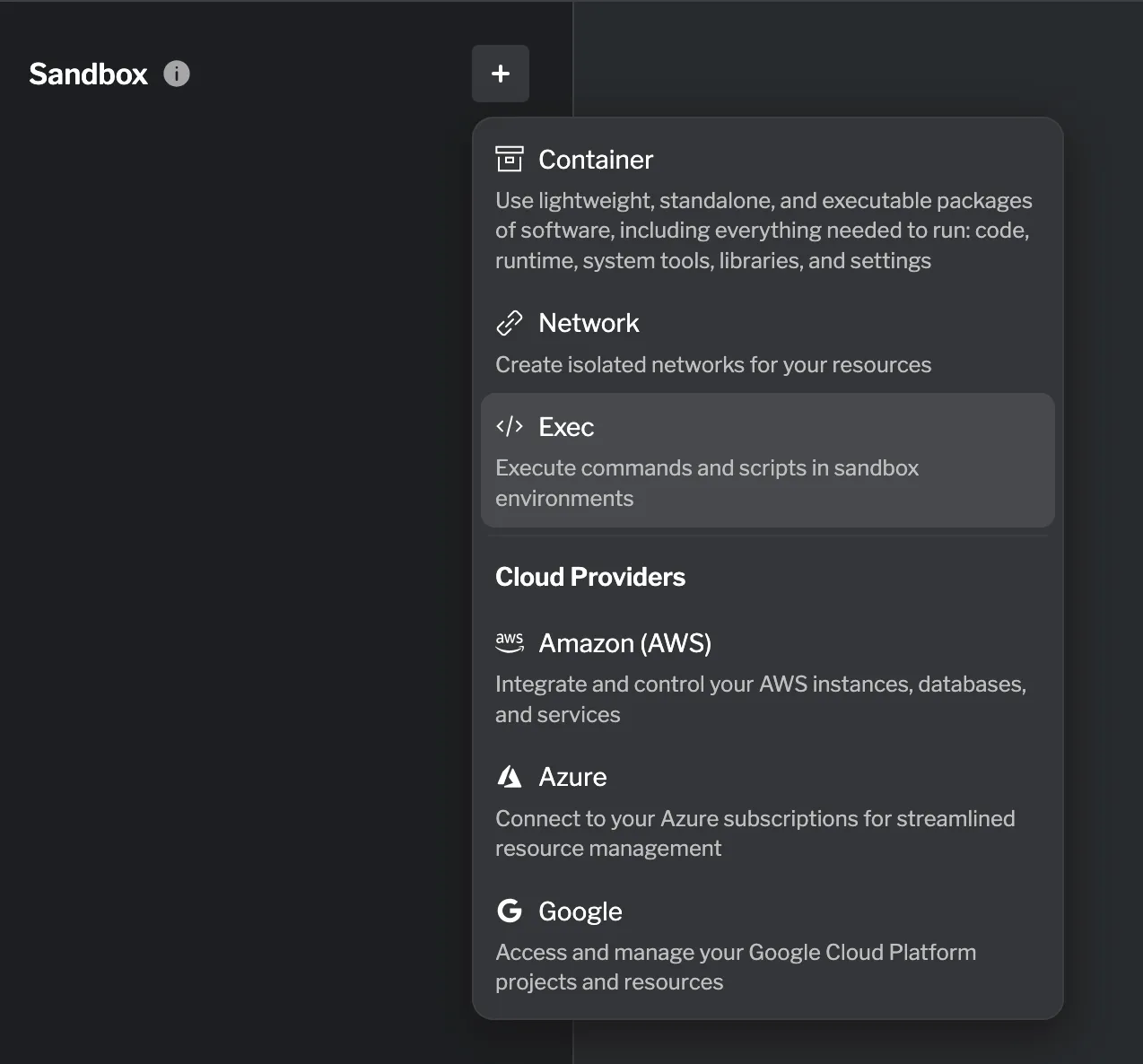 Create a new exec resource Create a new exec resource