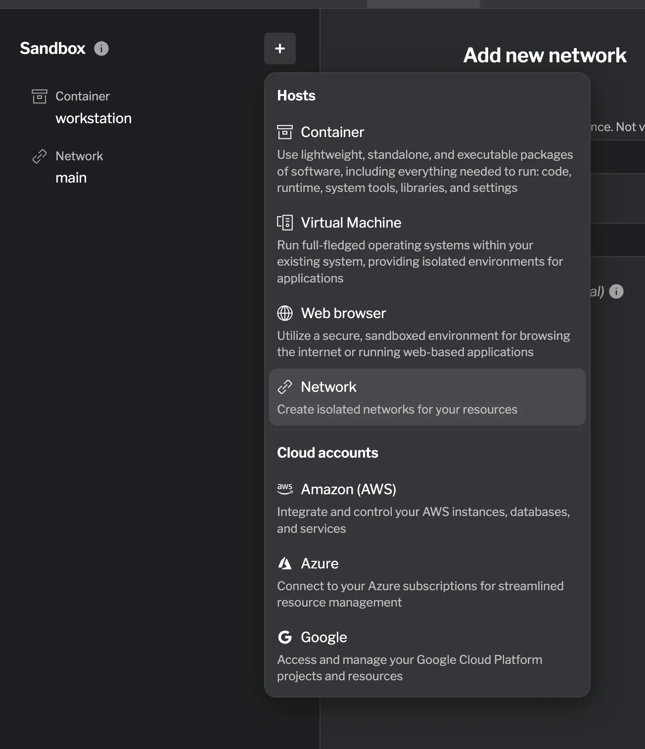 Create a new network resource Create a new network resource