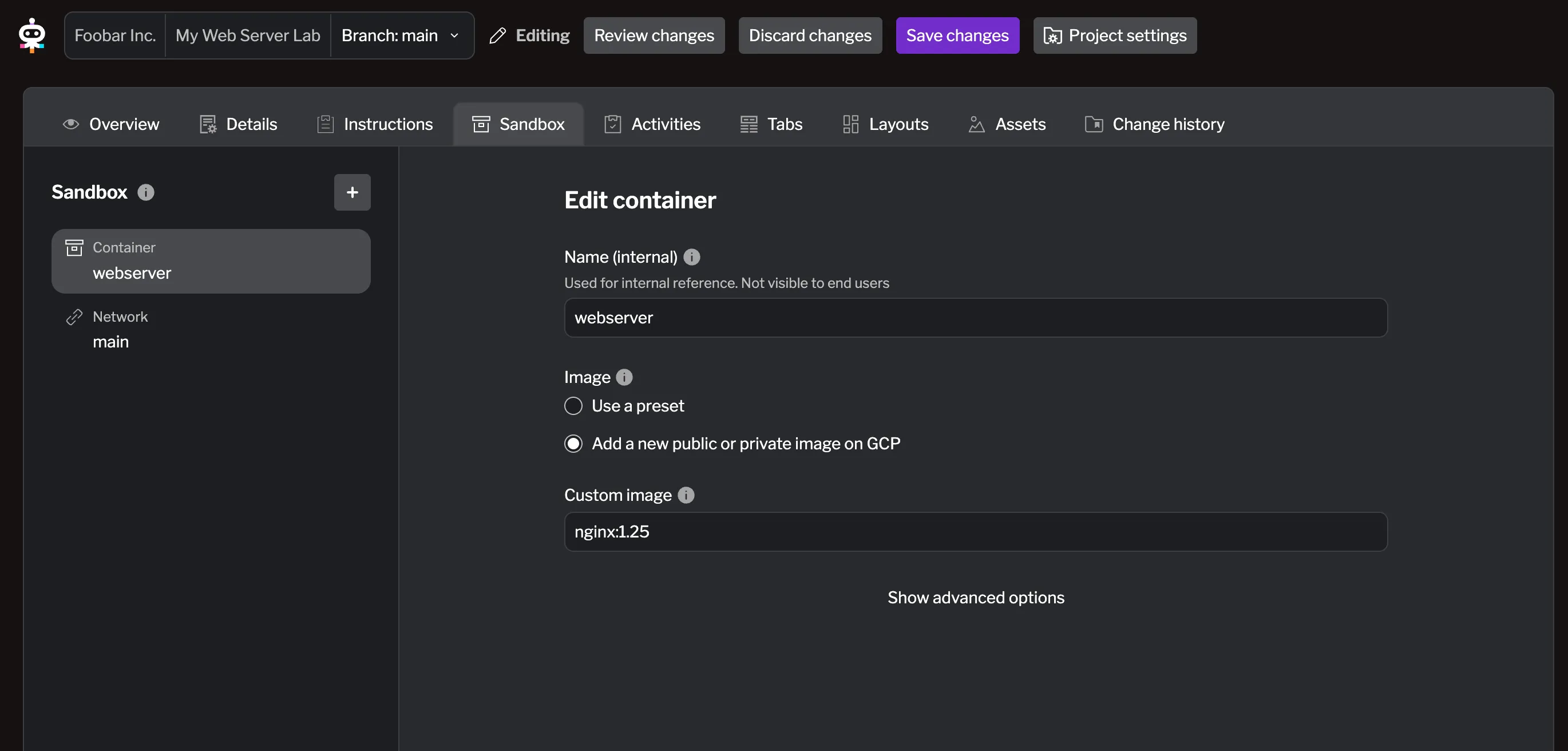 Creating the container resource Creating the container resource