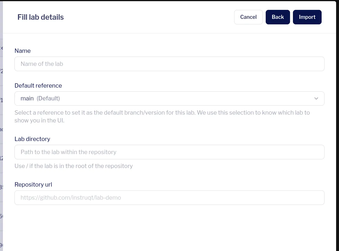 Fill lab details