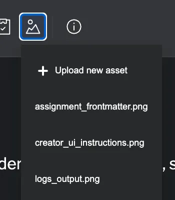 The asset picker shows all uploaded lab assets Asset picker interface