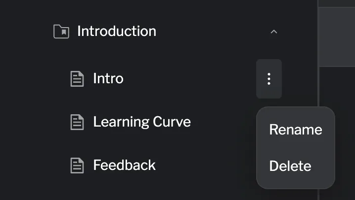 The ⋮ menu provides page management options Page menu options