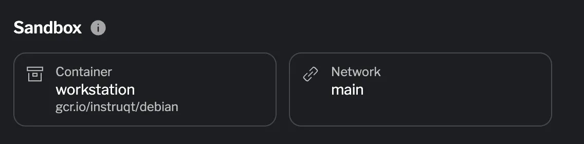 Sandbox section showing container and network resources List of sandbox resources
