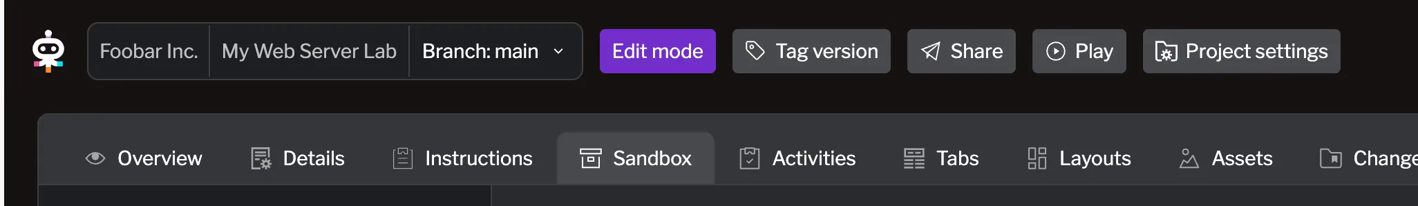 Play button can be found at the top bar Play button can be found at the top bar