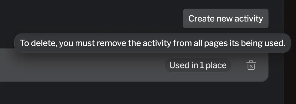 Disabled delete button with tooltip Disabled delete button with tooltip "Cannot delete task in use"