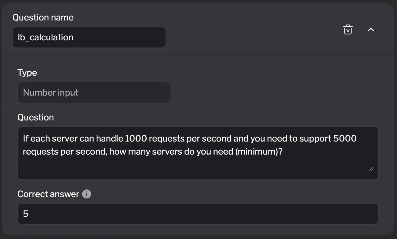 Numeric answer question form Numeric answer question form