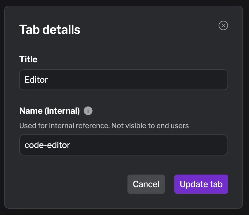 Renaming tabs in a layout