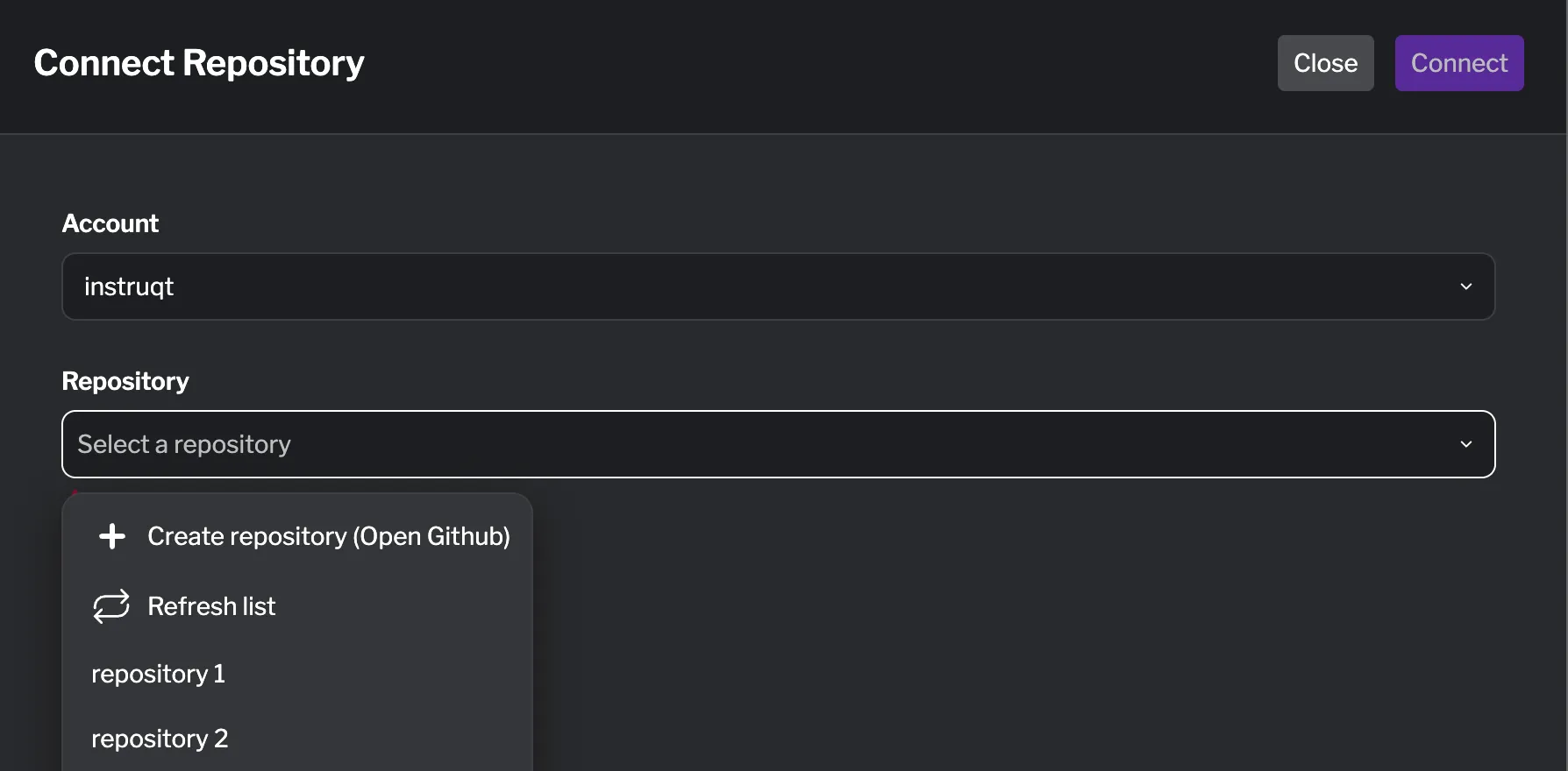 select the repository you want to use