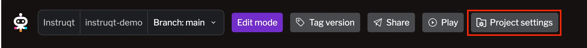 vcs settings can be reached by clicking the 'Project settings button'