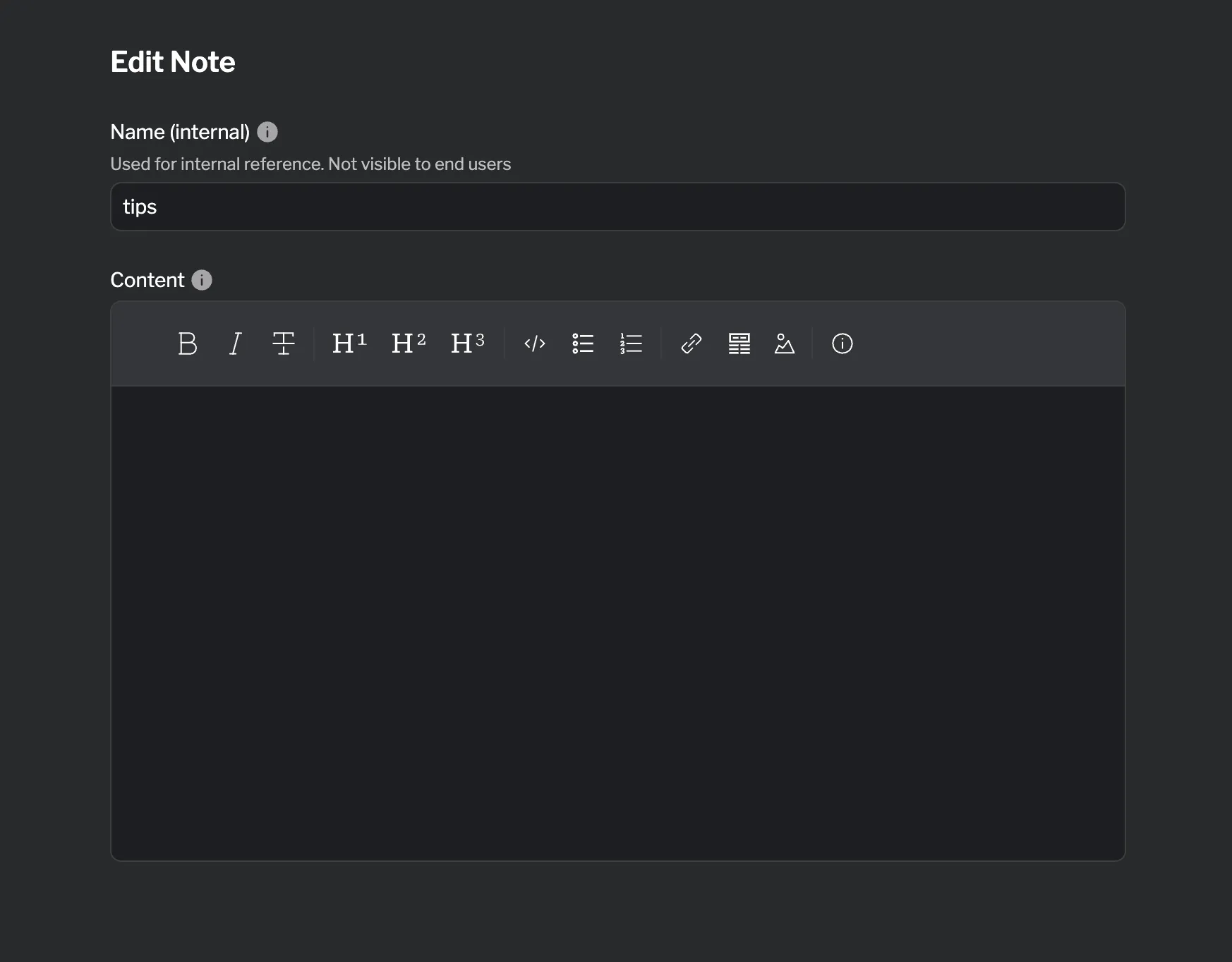 Note tab configuration form